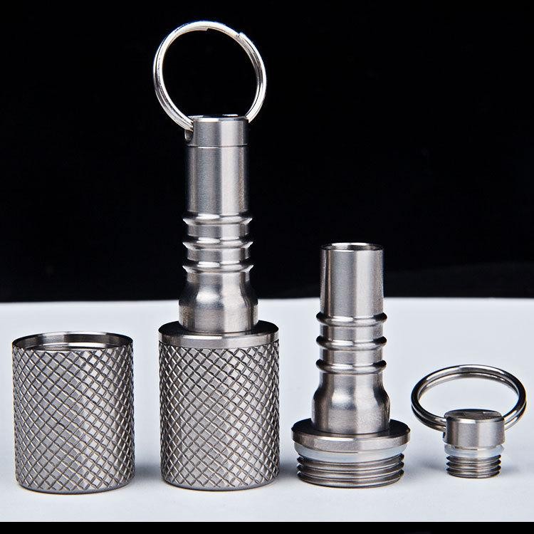 Titanium Pill Holder Case Organizer container Waterproof Portable Keychain EDC