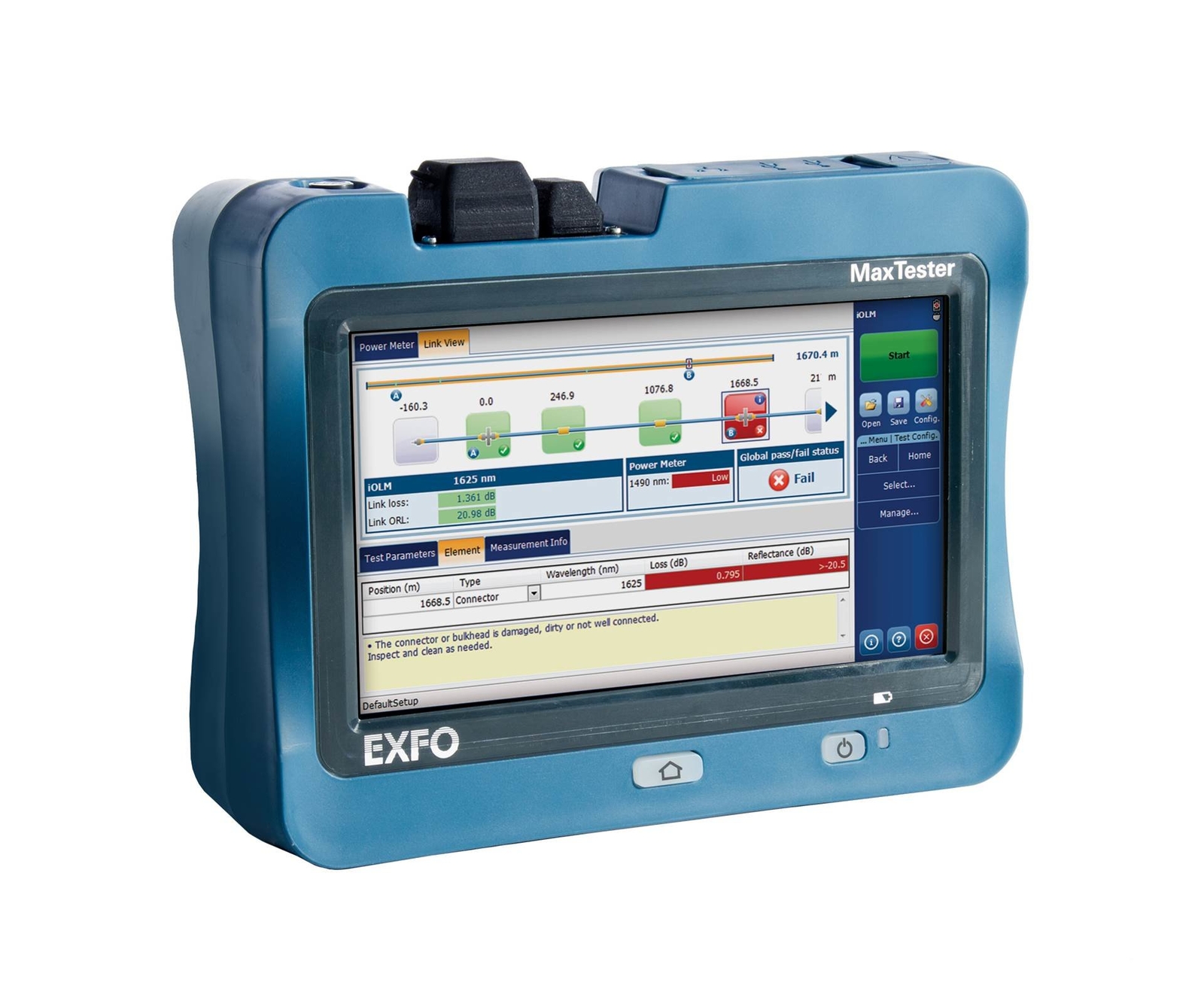 EXFO MAX-730C-SM1-OTDR-EA Optical Time Domain Reflectometer Singlemode PON 1310/