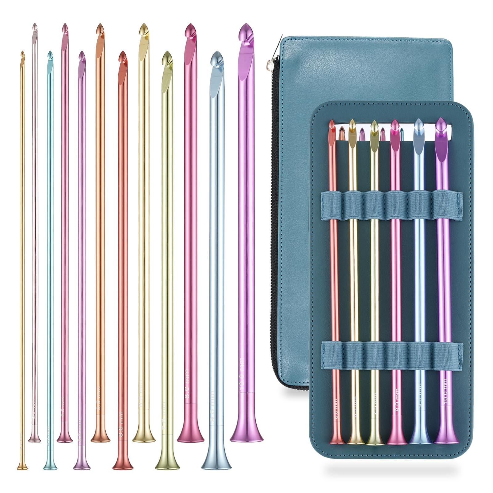 12-Piece Extra Long Tunisian Afghan Crochet Hooks Set, 9.5-Inch (24cm) Croche