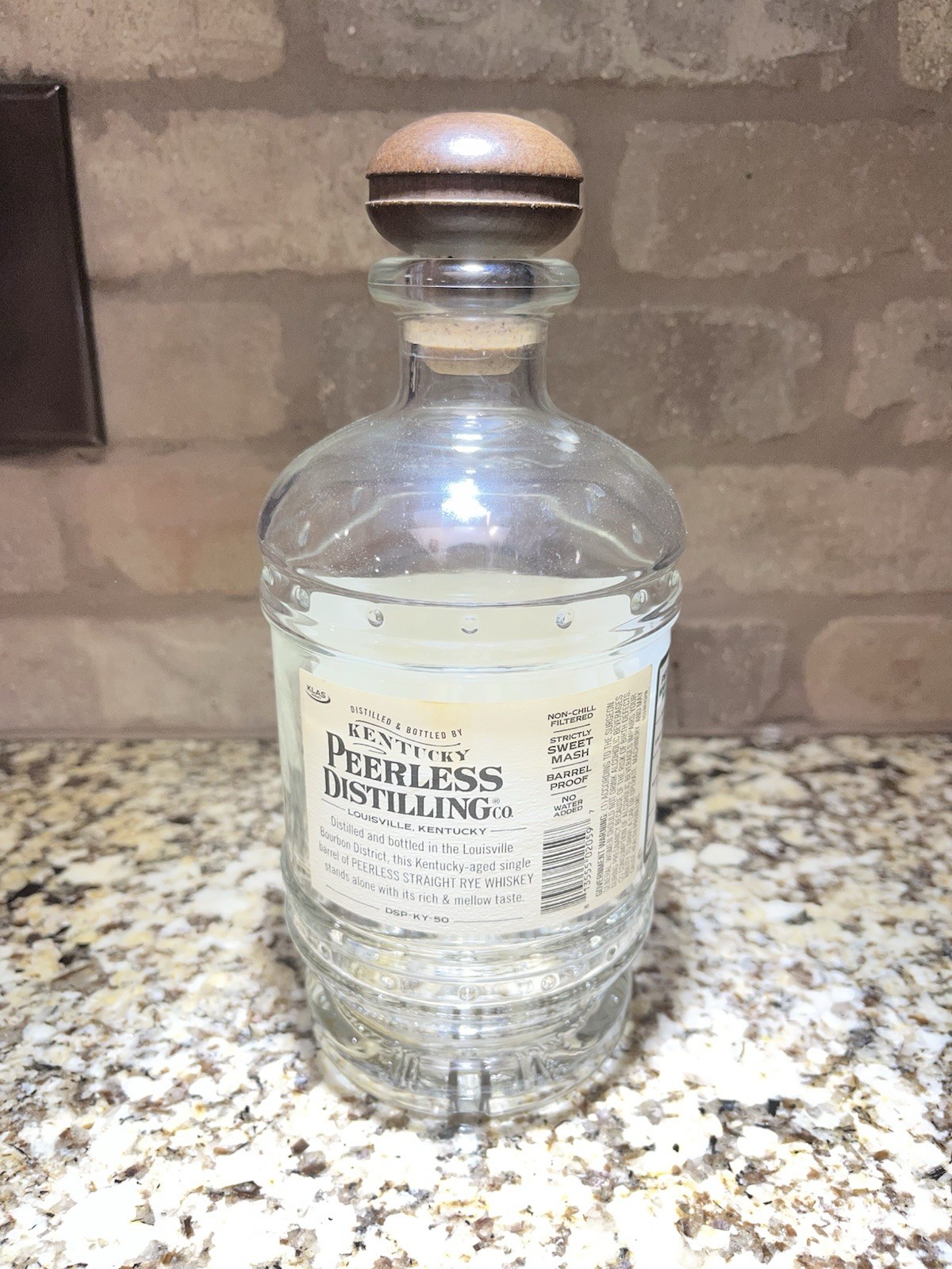 Empty Peerless Barrel Proof Rye Single Barrel Selection