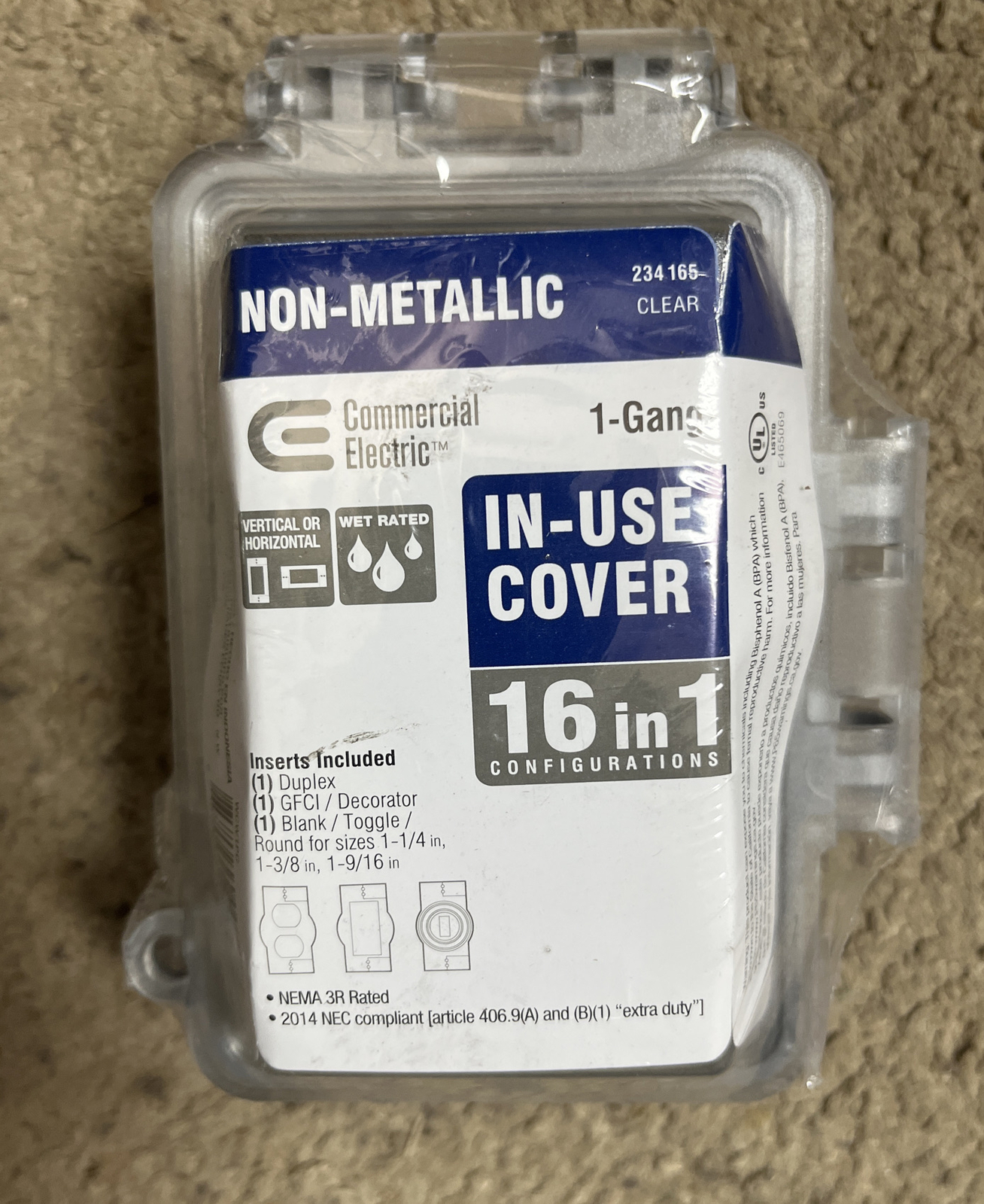 Commercial Electric 1-Gang Extra Duty Horizontal/Vertical Non-Metallic W.P