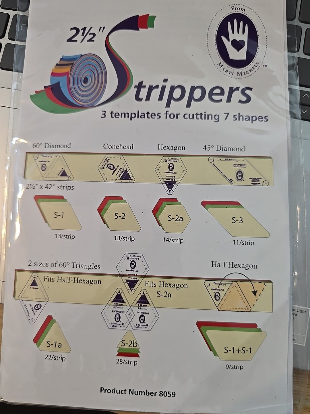 Marti Michell 2-1/2" Strippers Templates-3 Templates For 7 Shapes, 8059M