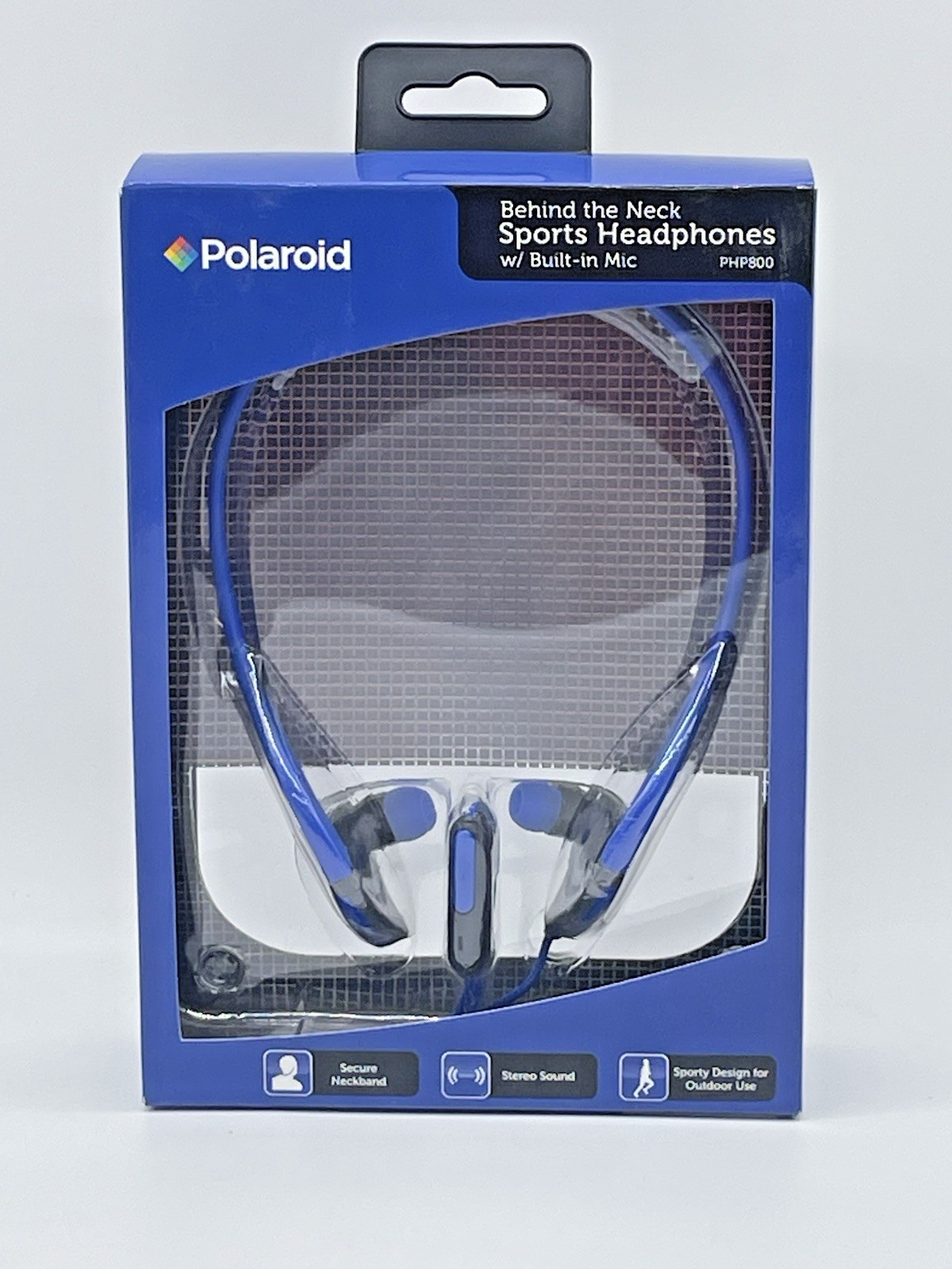 Polaroid Behind The Neck PHP800 Sport Headphones With Built-In Mic - Blue - New