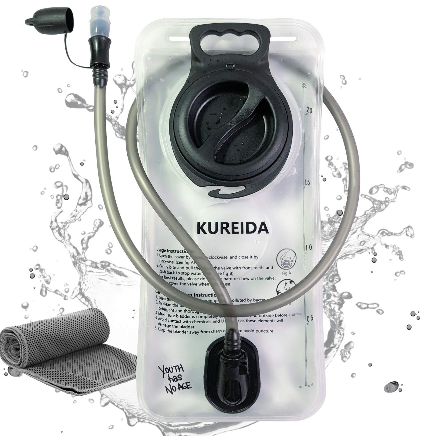KUREIDA Hydration Bladder 2L-3L,Leak Proof Water Reservoir,BPA Free,Wide Opening