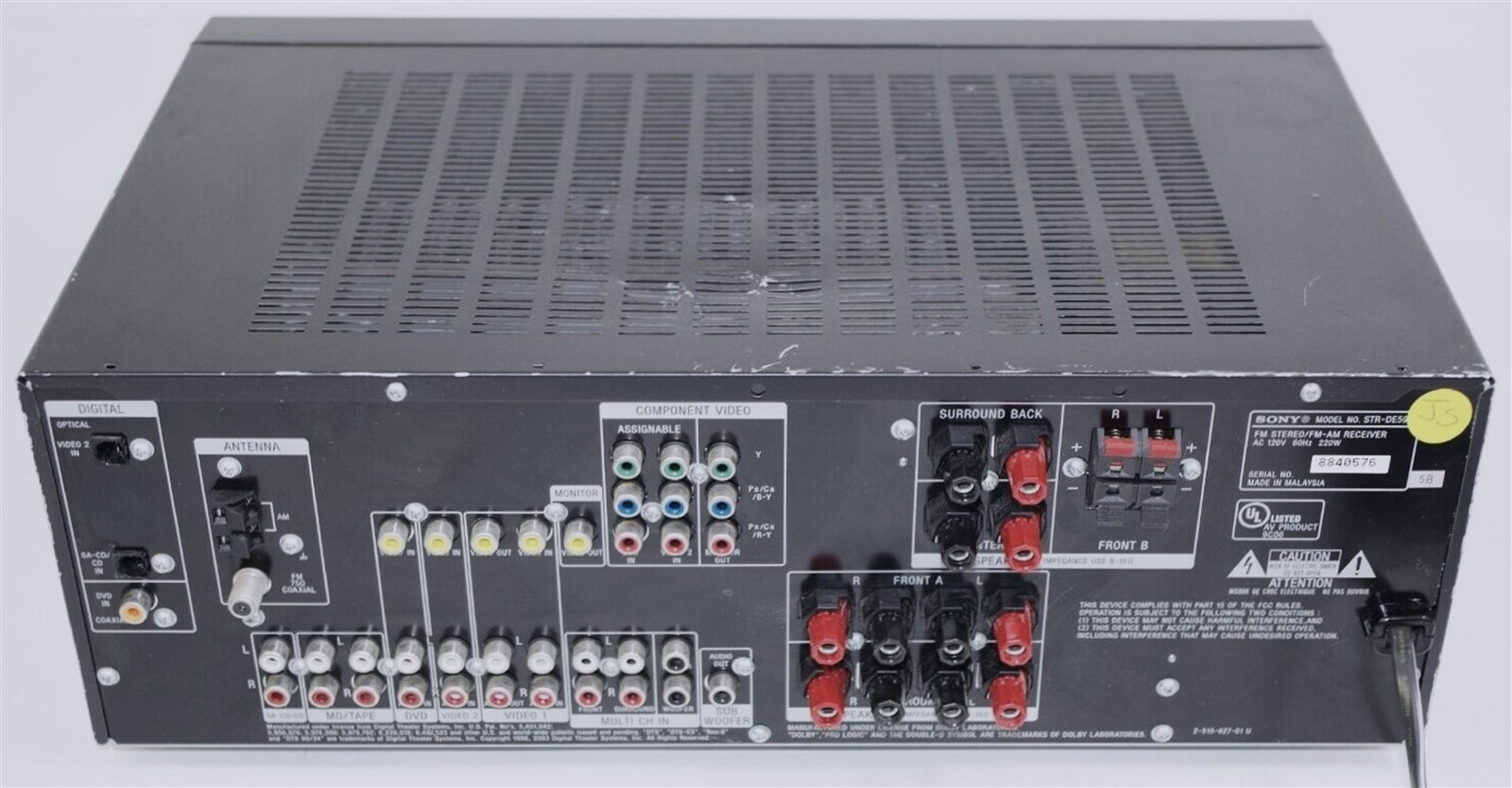 SONY STR-DE598 DIGITAL A/V CONTROL RECEIVER NICE WORKS GOOD