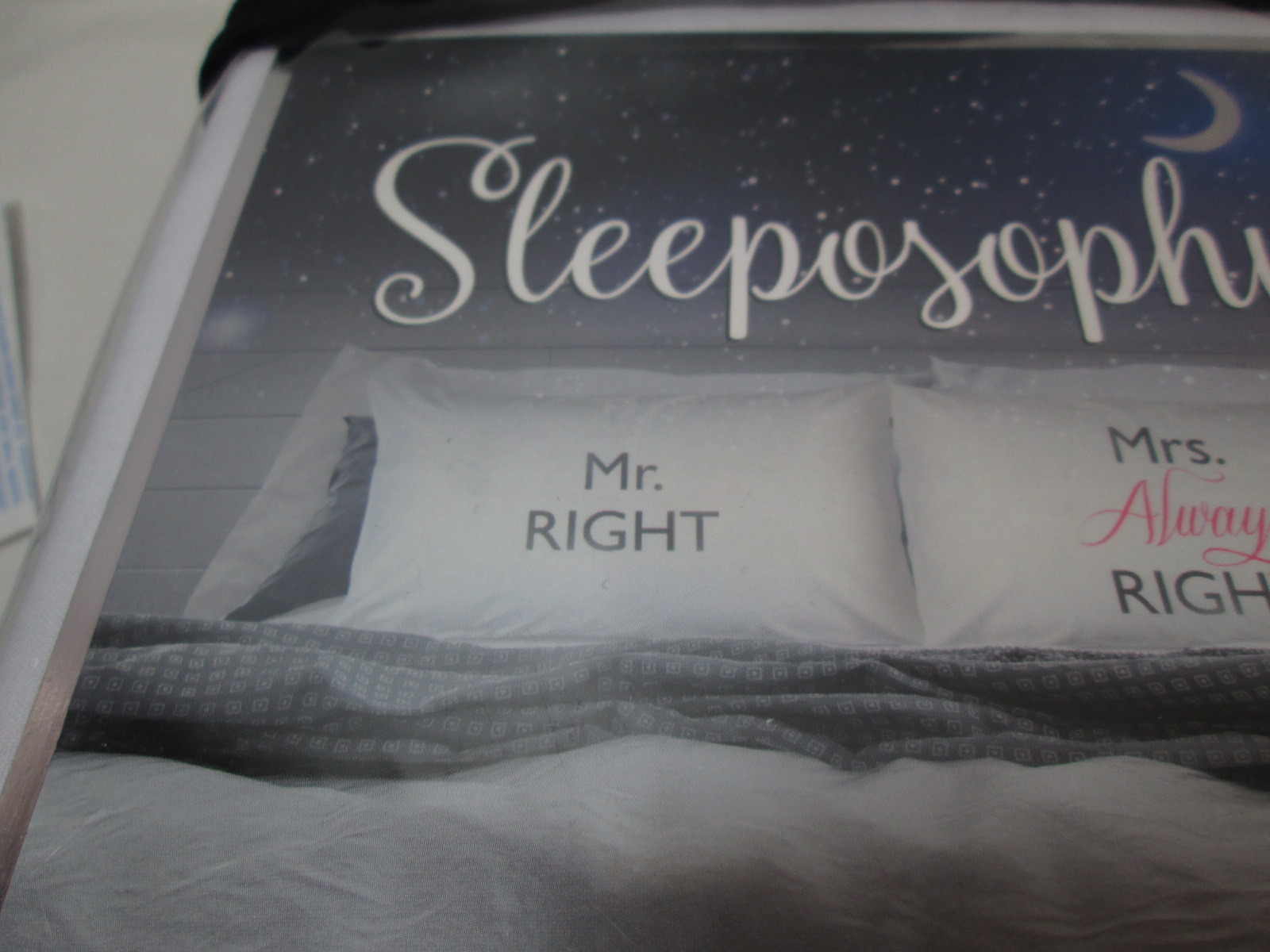 Sleeposophy MR. RIGHT/MRS ALWAYS RIGHT Two Coordinating Standard Pillowcases NEW