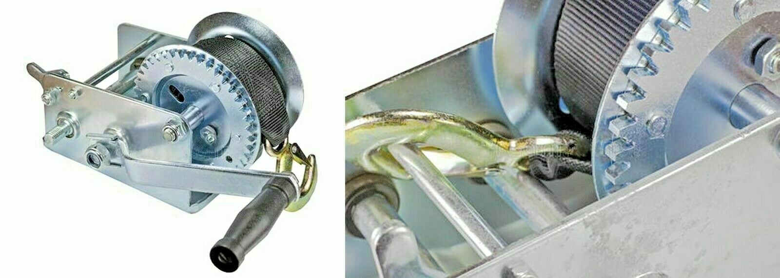 Trailer Boat 4WD Winch 1200LB Dual Drive Heavy Duty Auto Strap Hand Ribbon Winch