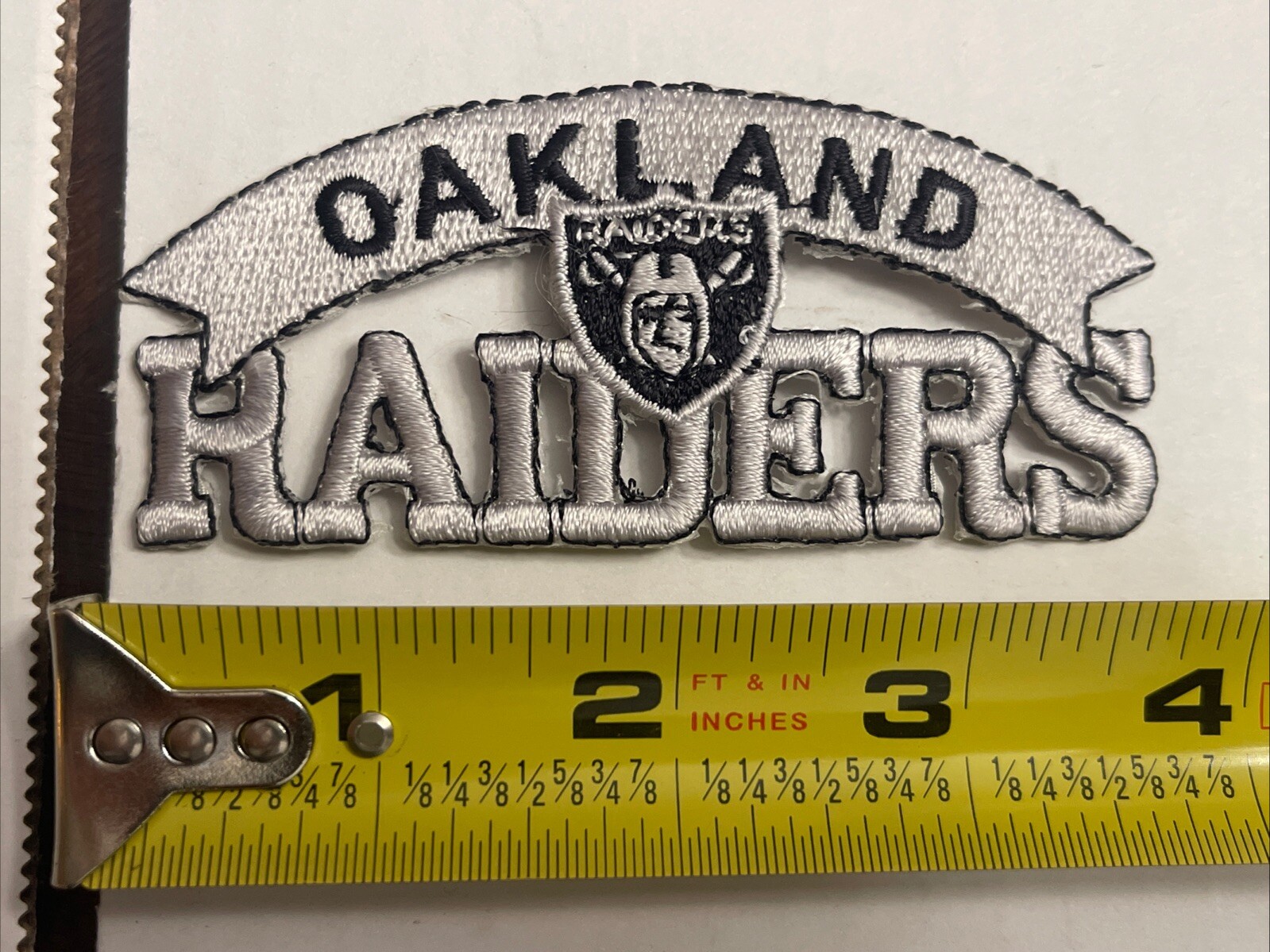 Oakland Raiders Patch 4" x 1-3/4” Embroidered Iron On - Vintage