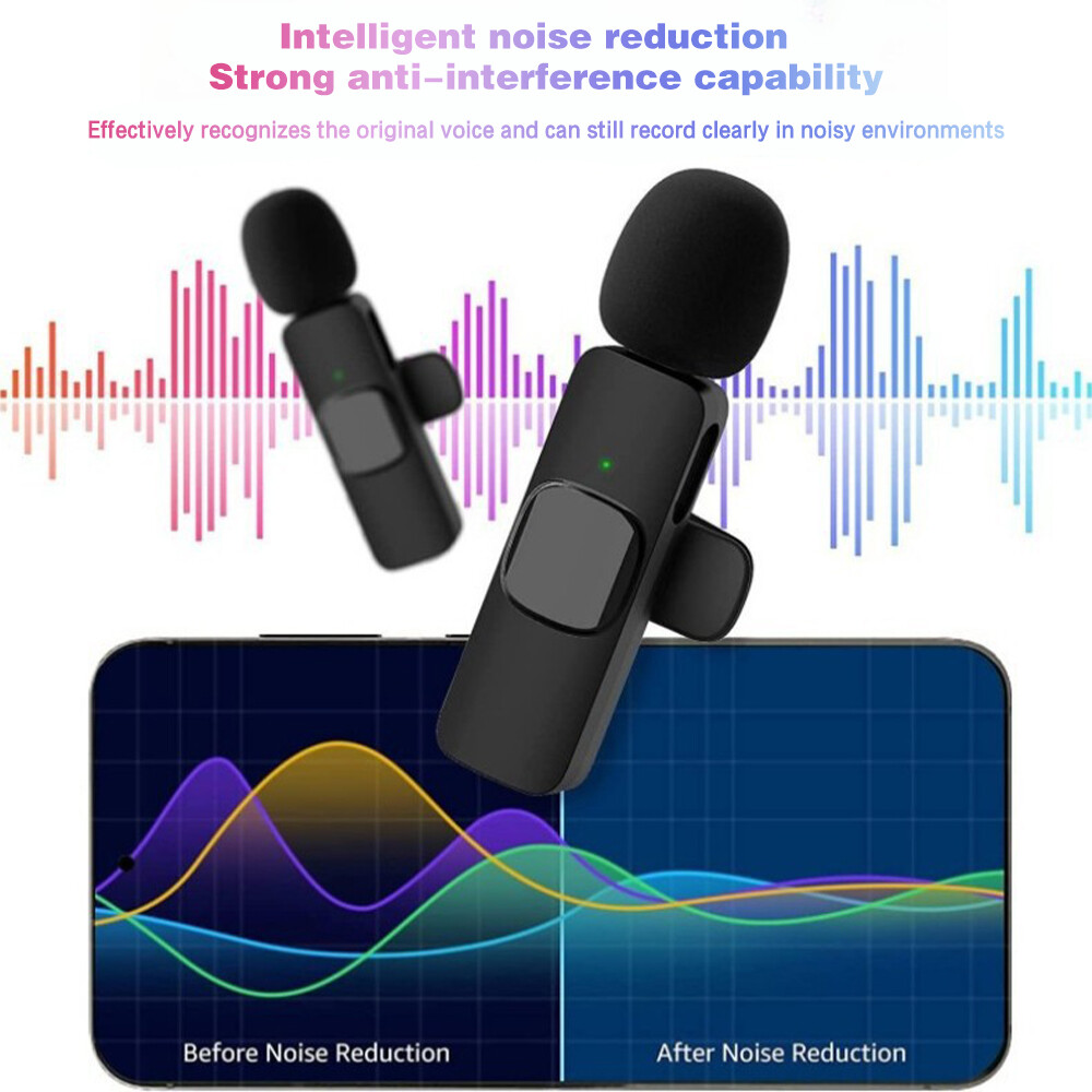 For Android/iphone 3 in 1 Wireless Lavalier Microphone Audio Video Recording Mic