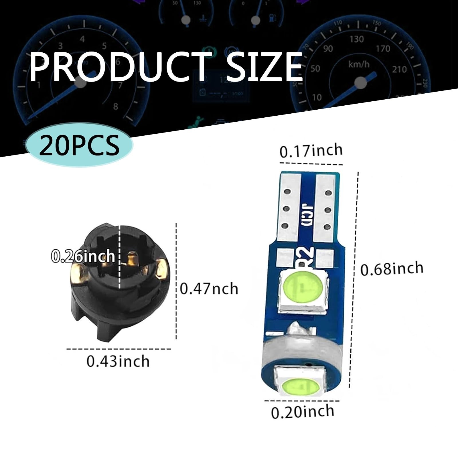 Led Bulb Dash Lights, Super Bright Instrument Cluster Bulbs Kits, T5 LED Bulb...