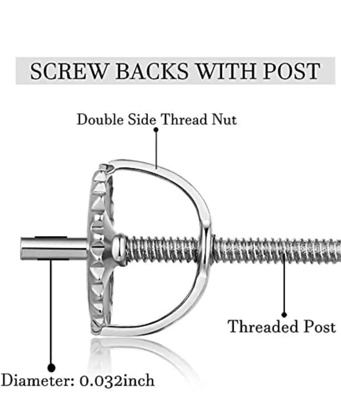 14k White Gold Replacement 1 Pair Screw Back for Stud Earrings Value $75.00