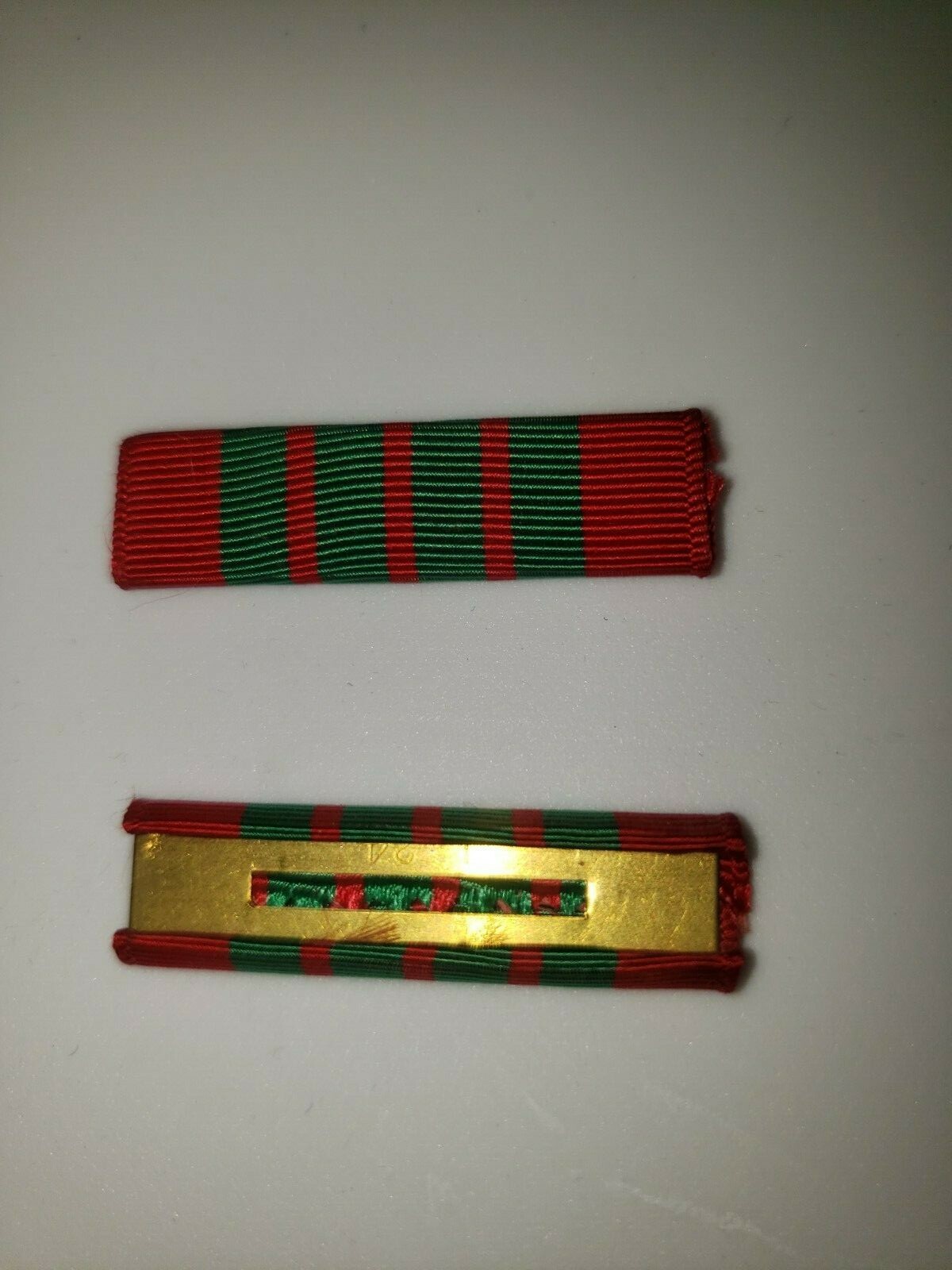K0321 WW2 French War Cross Croix de Guerre Green Red version Ribbon Bar R16D31