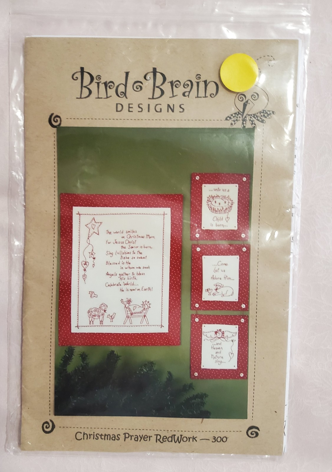 ​Bird Brain Designs Christmas Prayer RedWork 300 Embroidery Pattern Christmas