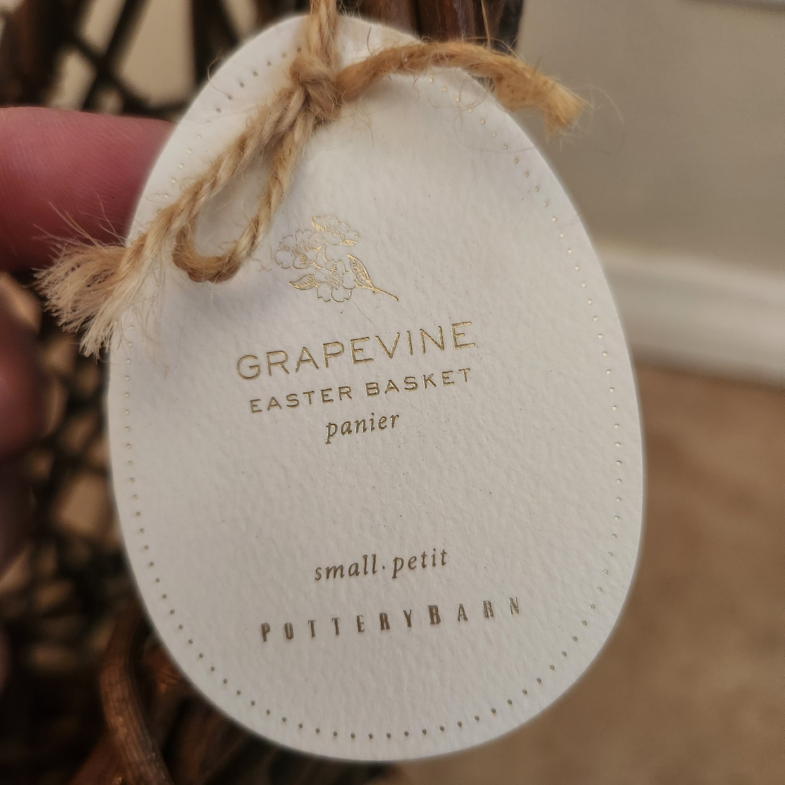 RARE NEW Pottery Barn Grapevine Woven Handle Basket EASTER Spring