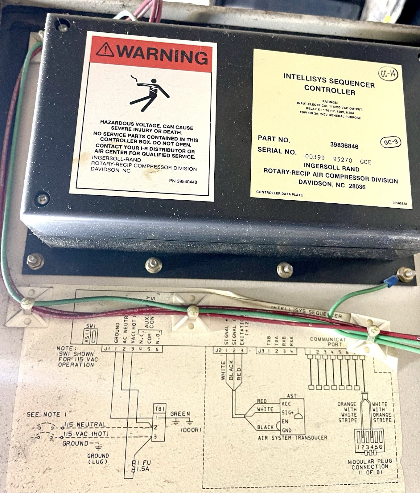 Ingersoll-Rand Excellent Condition Sequencer Controller Unit 39839253 Ships Fast