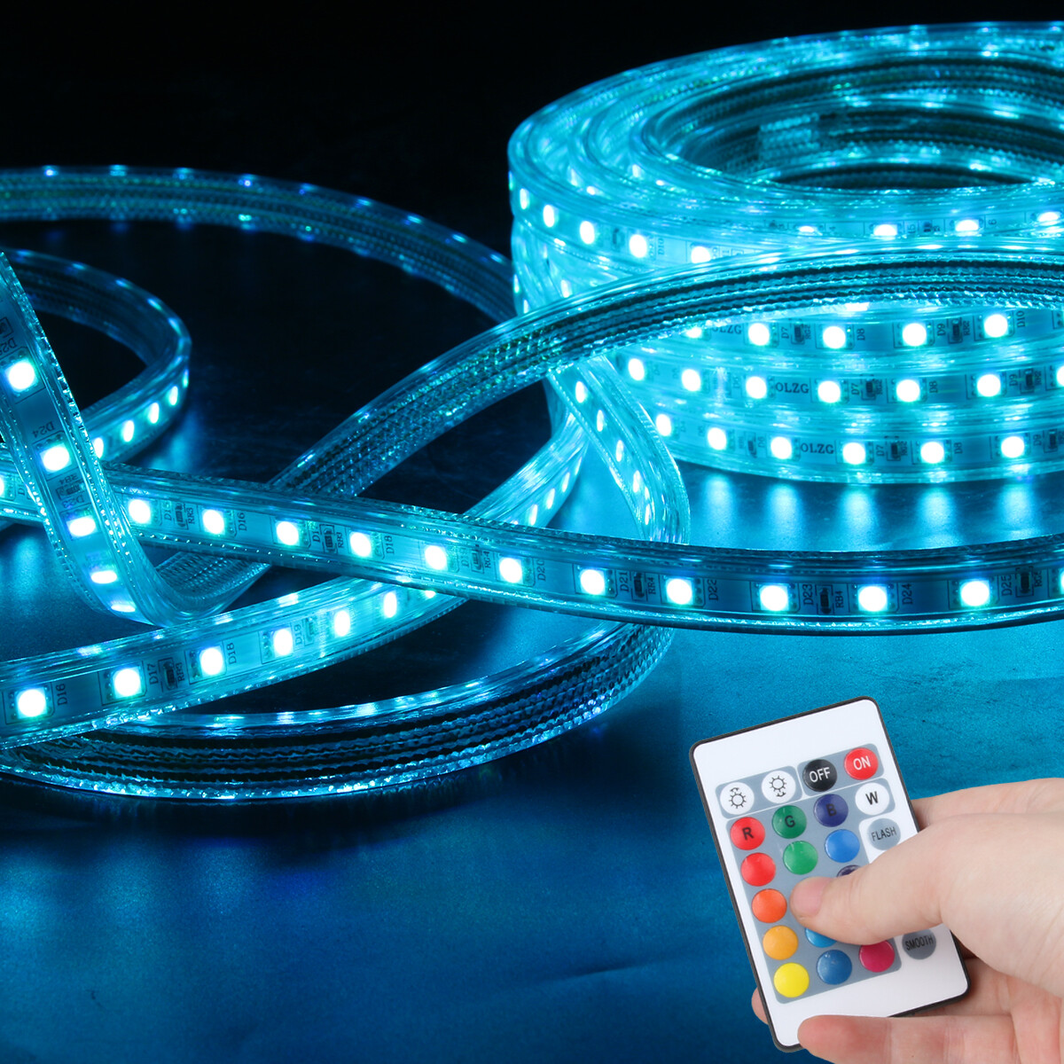 LED Strip Rope Light Waterproof Multi Color Changing Lights Flexible With Remote
