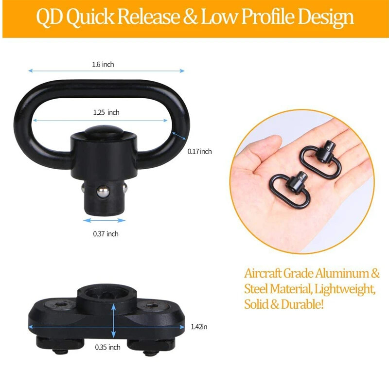 2PCS M-LOK MLOK Quick Release Sling Mount Push Button QD Sling Swivel Adaptor