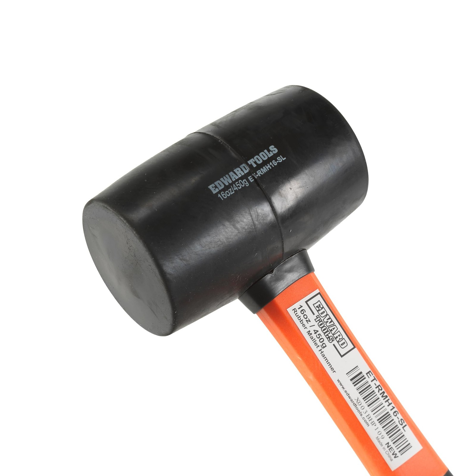 Edward Tools Rubber Mallet Hammer 16 oz - Durable Eco-friendly Black