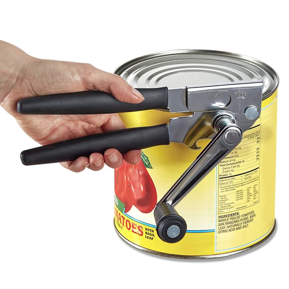 Heavy-Duty Commercial Manual Crank Can Openers,Rubber-Coated Large, Black