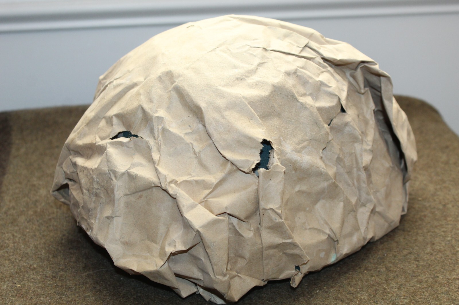 Unused Original Iraqi Army M80/03 Khaki Fiber Combat Helmet w/Net in Issue Paper