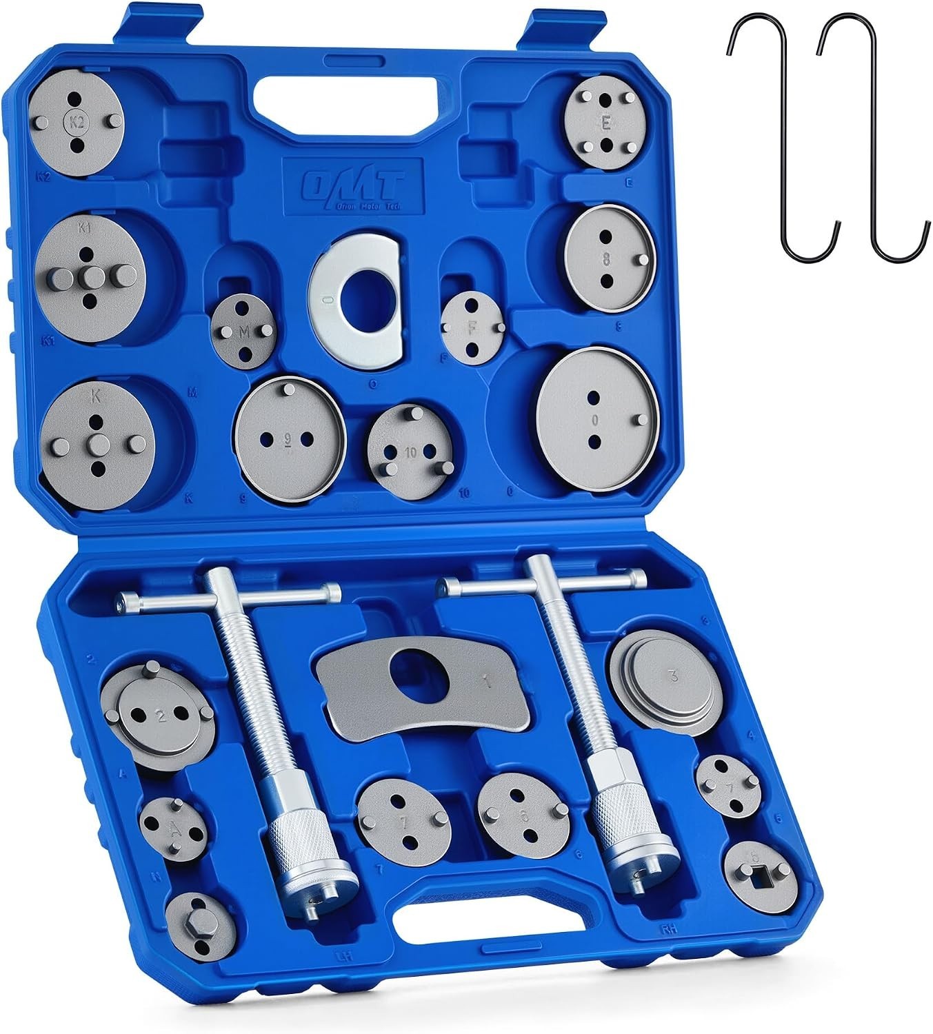 OMT 24pc Brake Caliper Compression Tool with Adapters & Hangers, Sandblast | ...