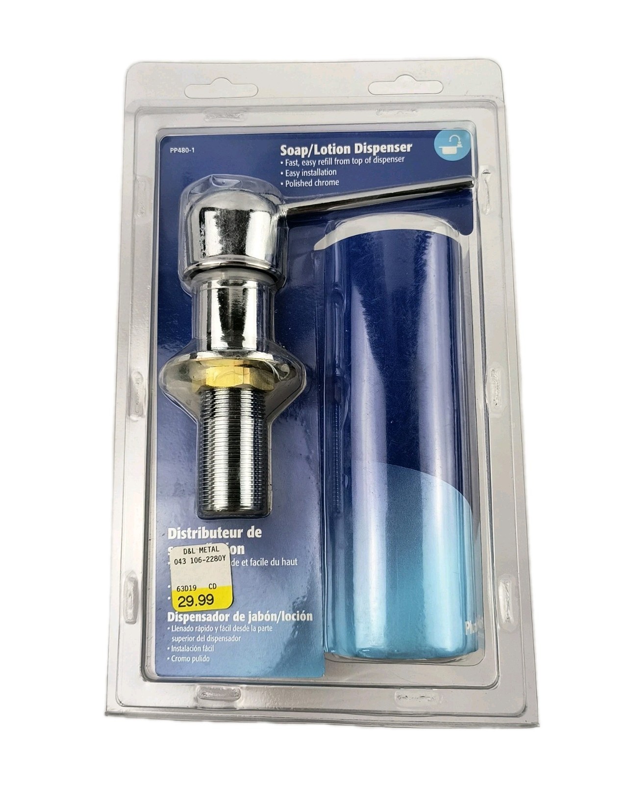 Plumb Pak PP480-1 PlumPak PP4801 Premium Soap/Lotion Dispenser, Chrome Plated