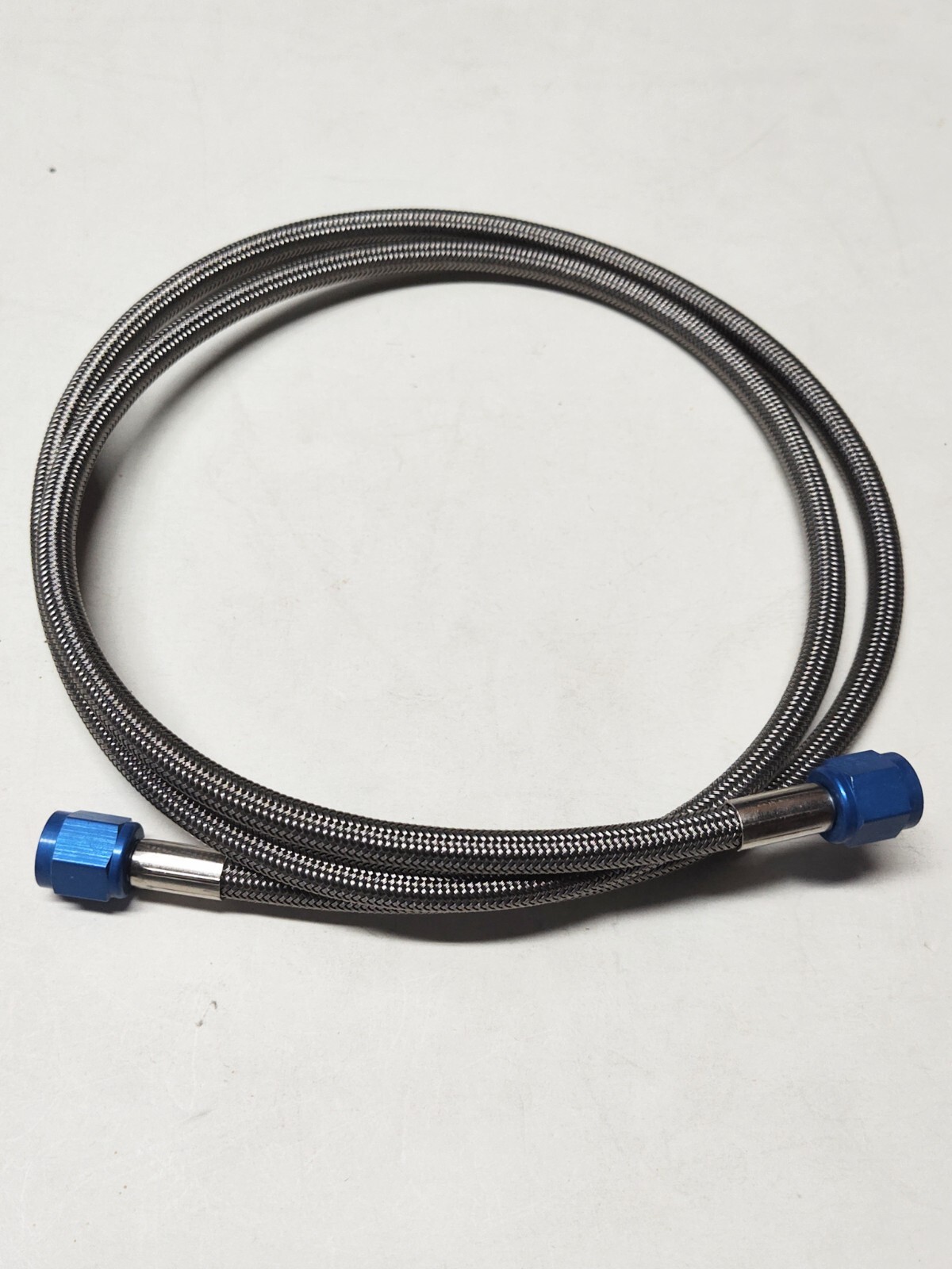 6AN NITROUS OXIDE LINE 9ft STAINLESS STEEL BRAIDED BLUE ENDS