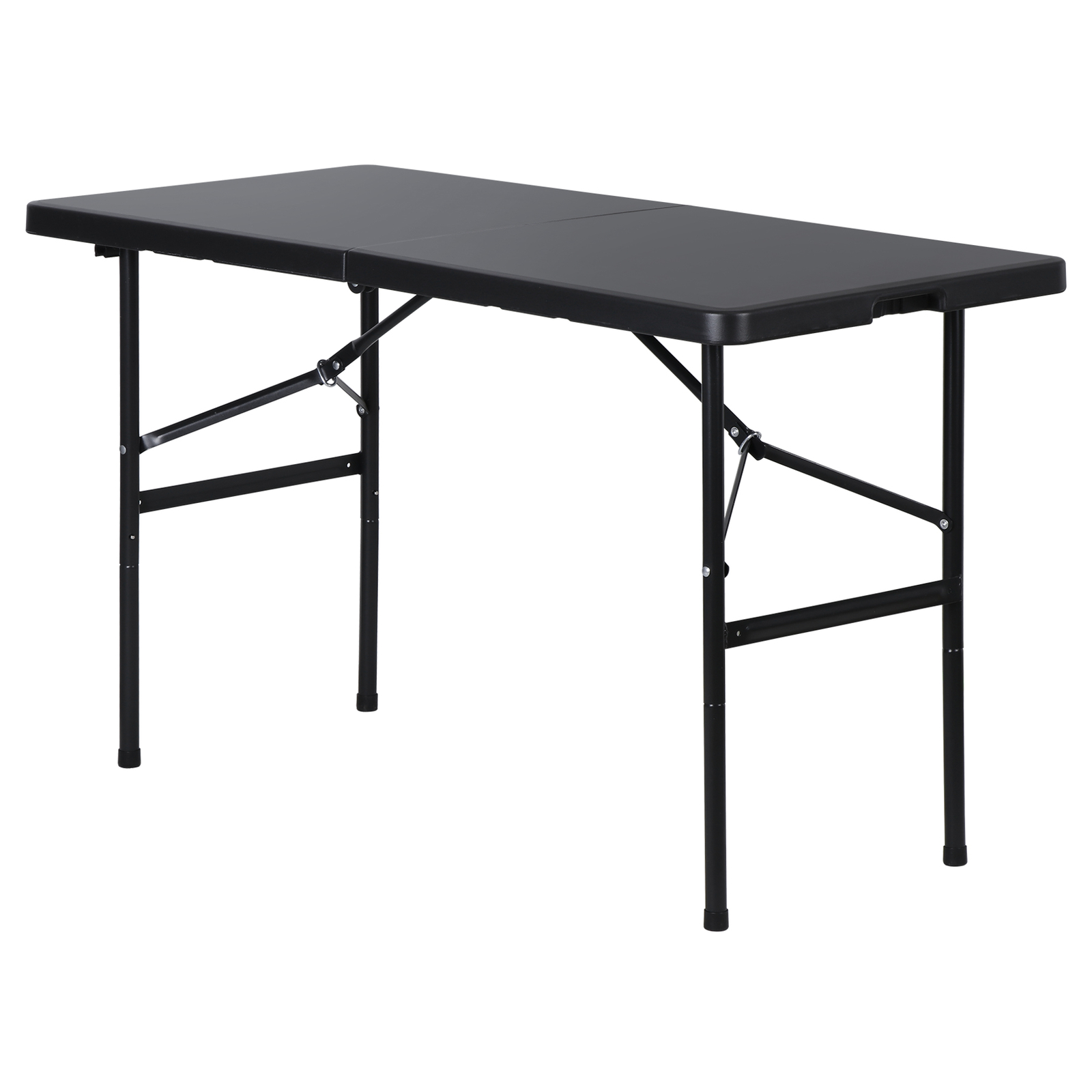 Folding Plastic Table 4' Outdoor Picnic Camping Table w/Handle Safety Lock Black