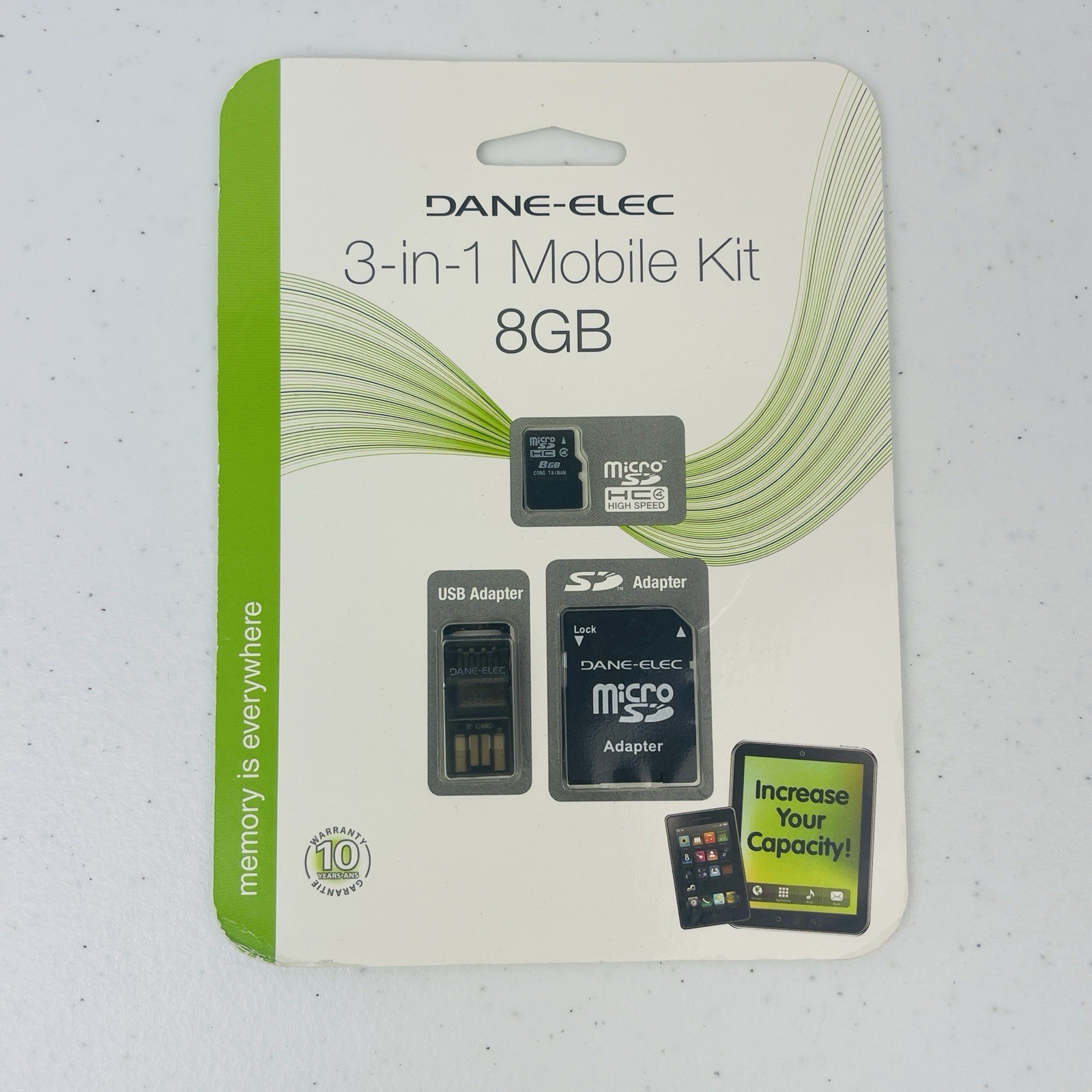Dane Elec 3 in 1 Mobile Kit 8GB MicroSD Card USB SD Adapter Class 10