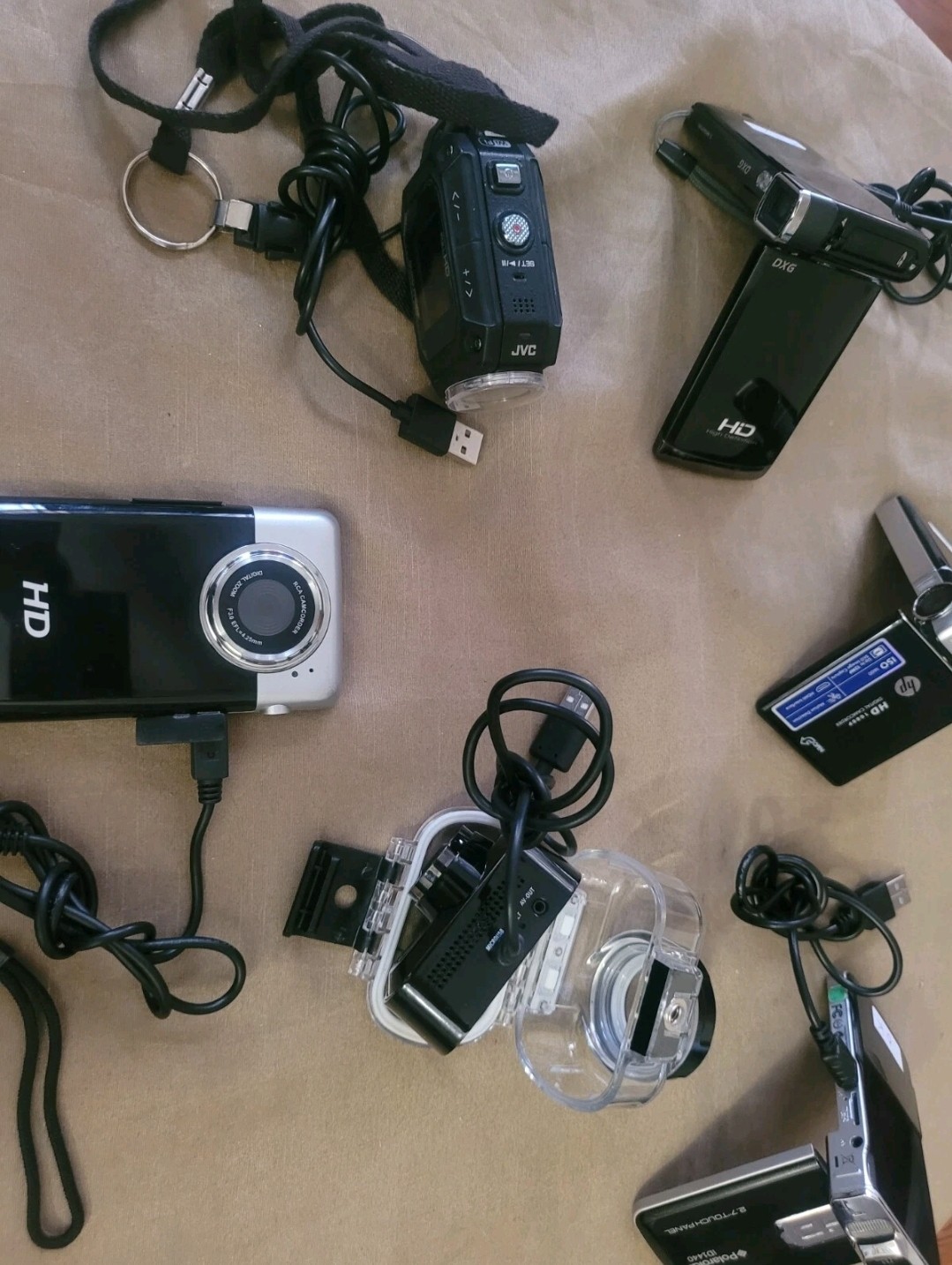 TEN Portable Handheld Camcorders In (Excellent Condition) w/ cords and case
