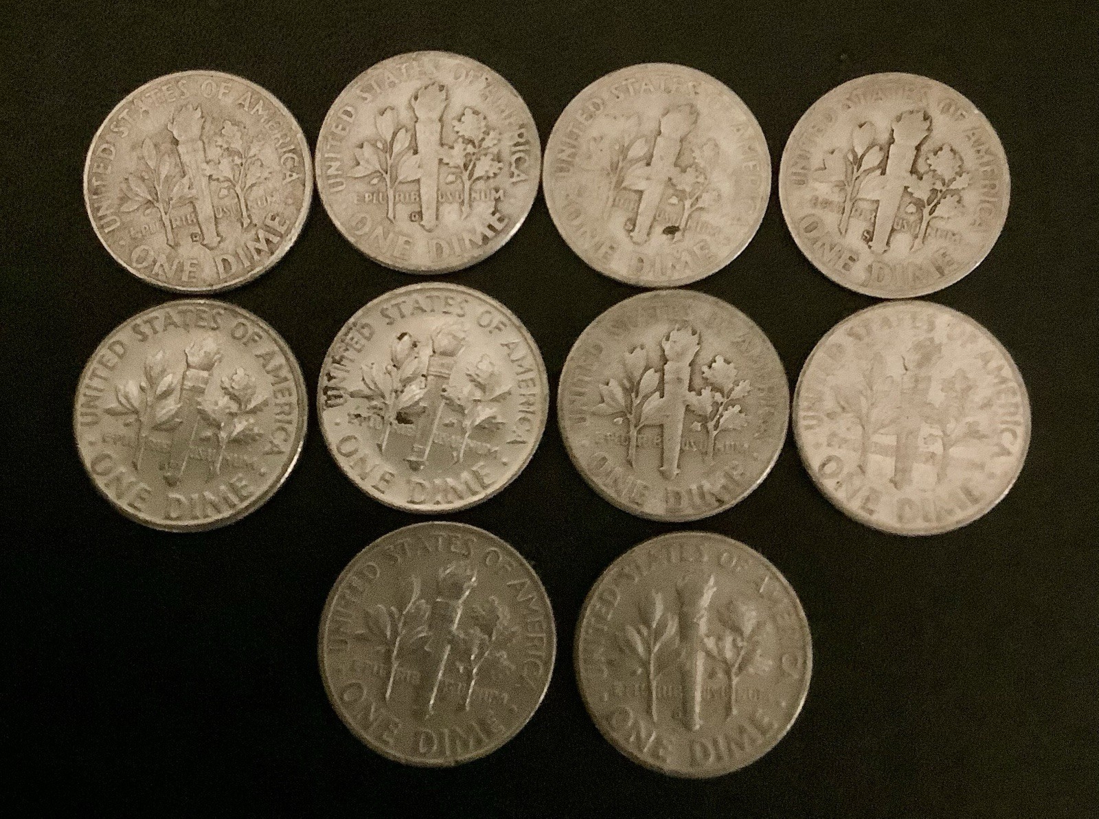 silver roosevelt dimes lot 10