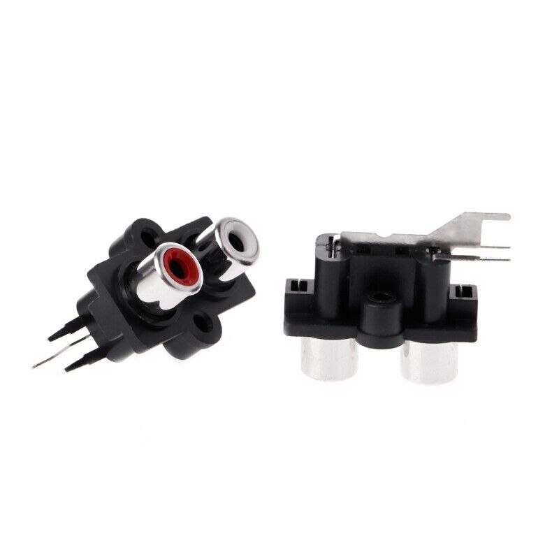 5pcs PCB Panel Mount 2 RCA Socket Female Jack Audio Connector Black 6pins USA