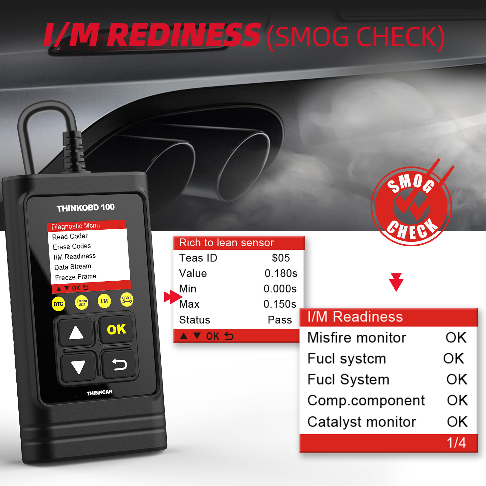 THINKCAR OBD100 Code Reader OBD2 Car Scanner Engine Auto Fault Diagnostic Tool