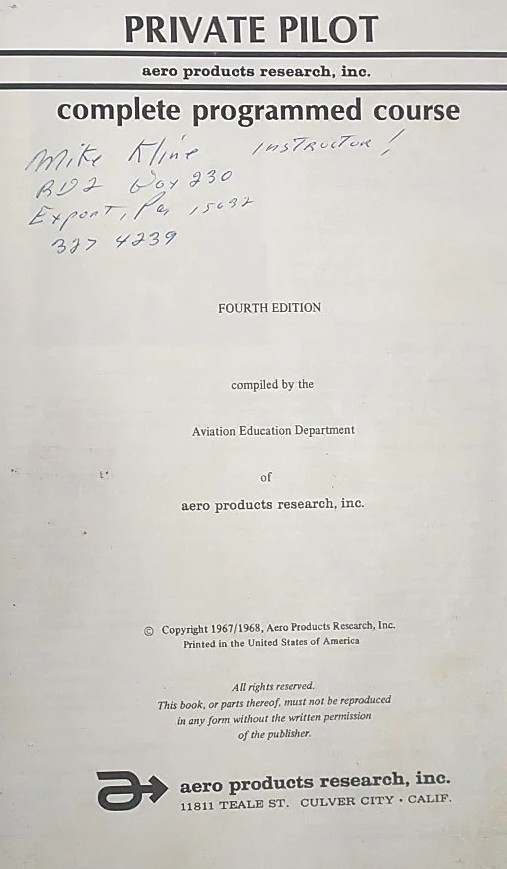 Aero Products Private Pilot Complete Programmed Course 1968 + Flight Computer