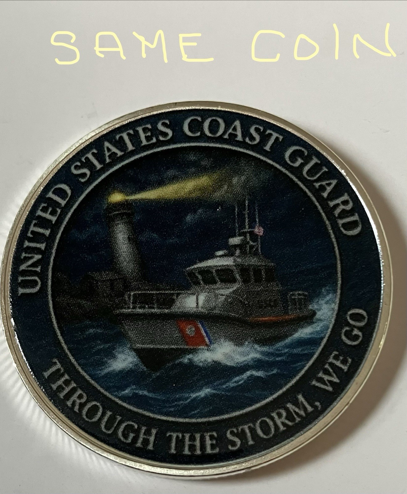 US Coast Guard Imperfect Coin-Silver Colored-2D-super Small Bumps-Random
