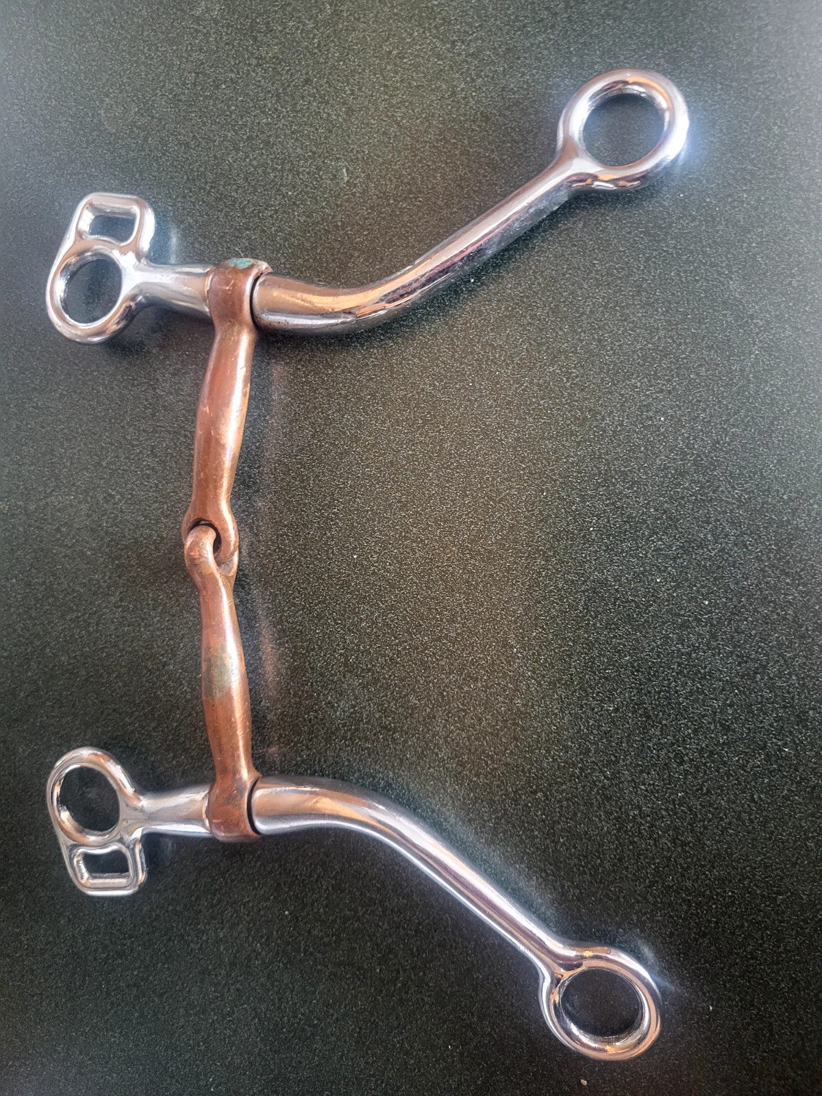 Smooth Snaffle Tom Thumb Bit w/ 6.75" Cheeks & Copper Broken Mouth 5"
