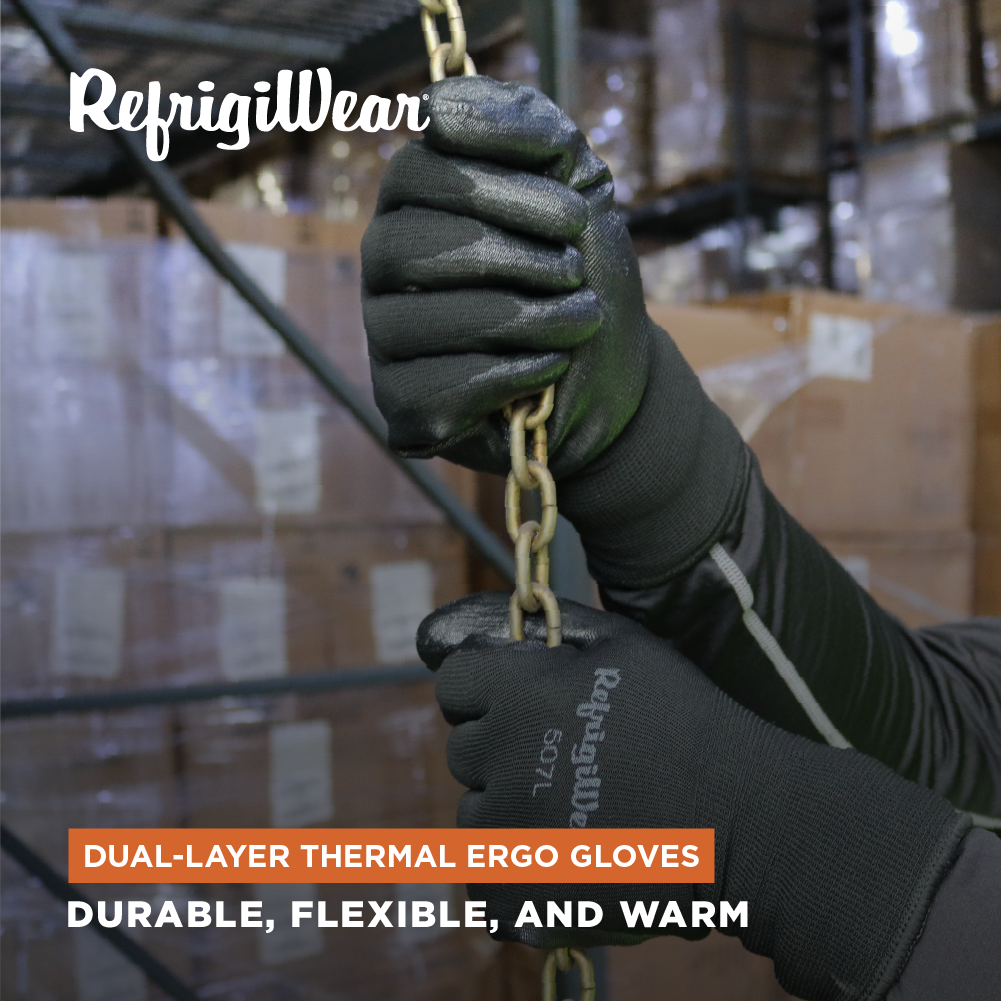 RefrigiWear Warm Dual Layer Thermal Ergo Grip Work Gloves with Textured Rubber
