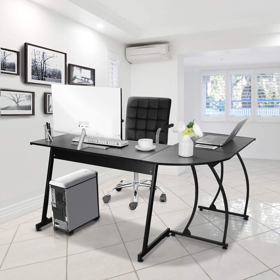 58" L-Shaped Corner Computer Desk PC Laptop Study Table Workstation 3 Colors