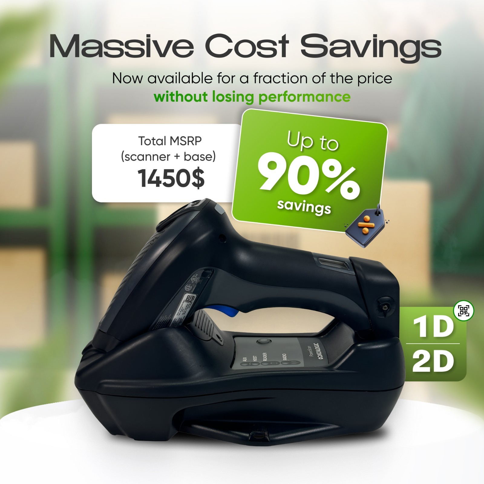 Barcode Scanner w/BC8030 910 Mhz Base - Similar to Datalogic POWERSCAN M8300🔥