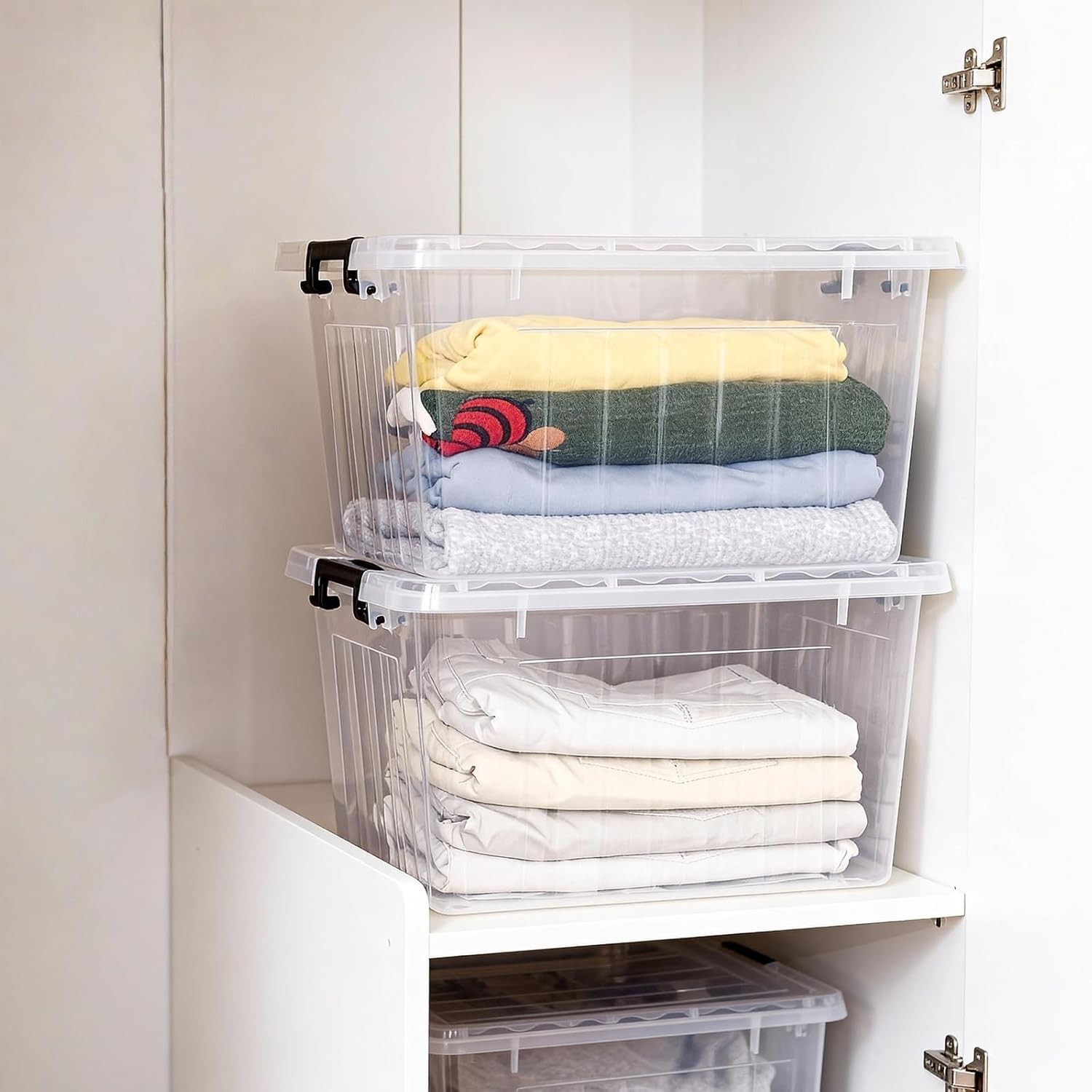 22 Qt Clear Storage Bins with/ Lids Stackable Nestable Organizer 2 Pack