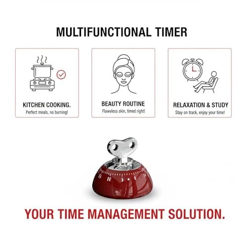 Retro Kitchen Timer Magnetic Mechanical 60 Minute Wind Up Timer No Red