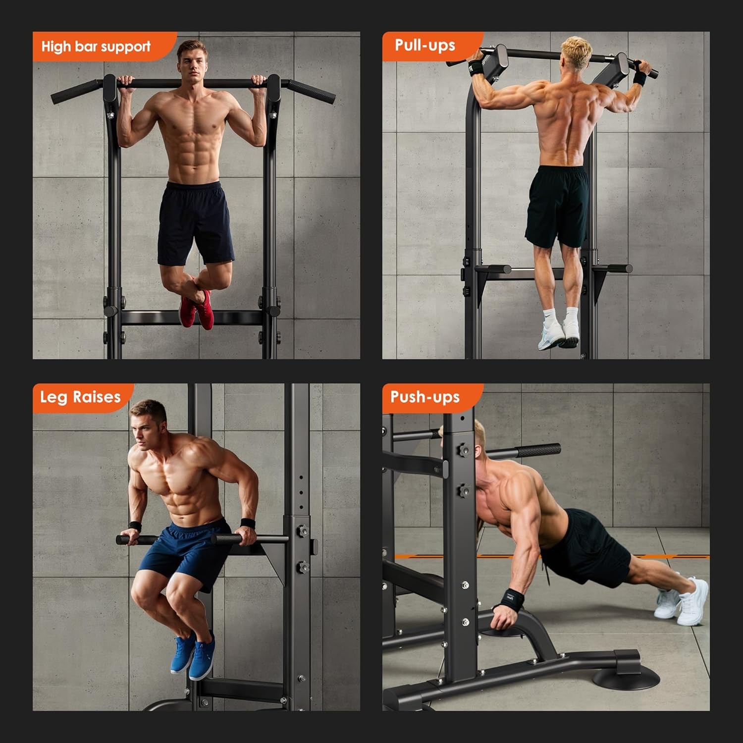Adjustable Height Power Tower Dip Station Pull Up Bar Strength Training Workout