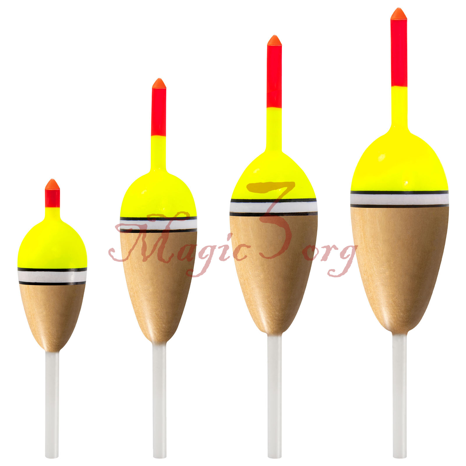 4 Pack Bobbers for Crappie Fishing Buoyant Balsa Wood Body Slip Bobbers Floats
