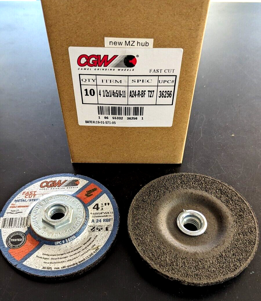 10 NEW CGW Metal Grinding Wheels 4-1/2" X 1/4" X 5/8-11- Fast Cut-T27- F. Ship