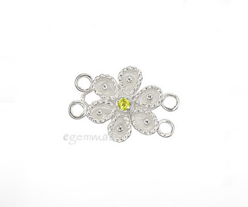 Sterling Silver 2-strand Butterfly Hook & Eye Clasp with CZ Yellow #51291