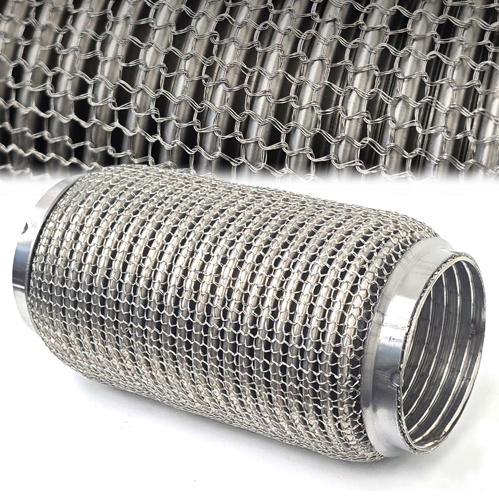 Megan 3" ID (77mm) Stainless Interlock / Chain Mesh Weld-On Exhaust Flex Pipe
