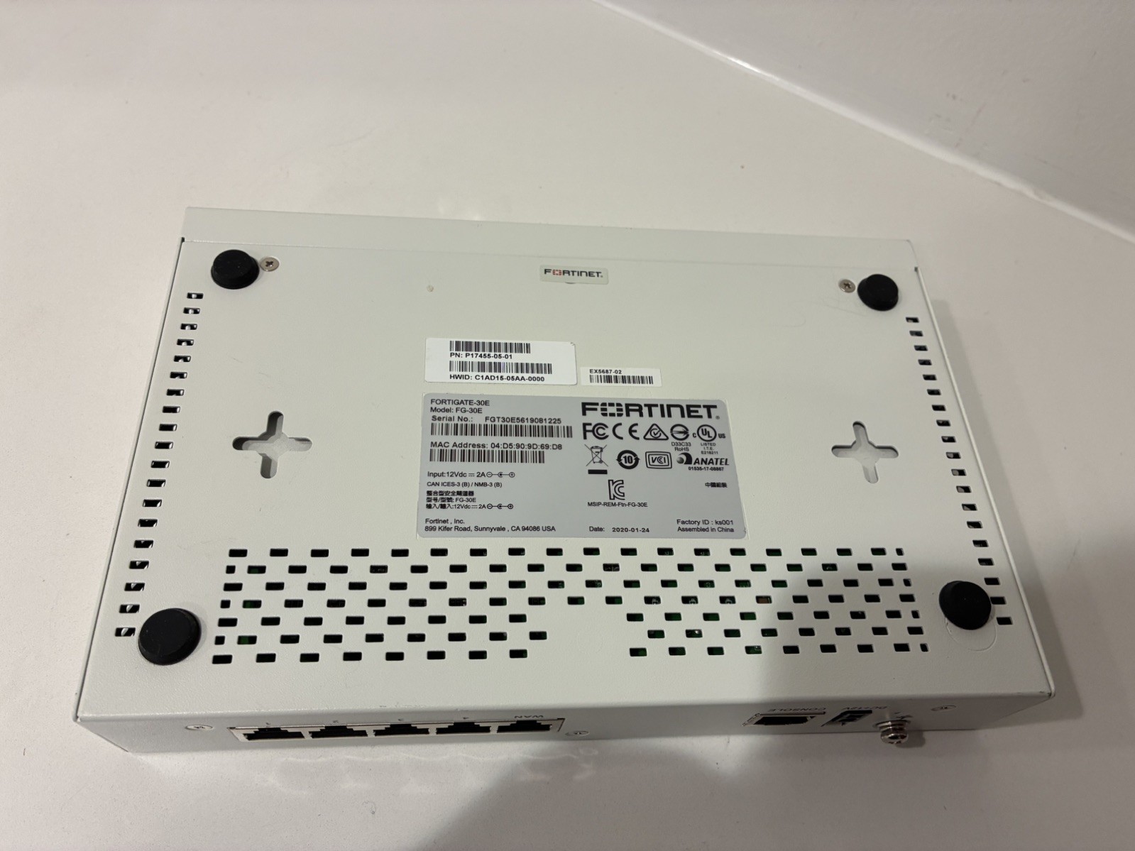 Fortinet FortiGate 30E FG-30E Network Security Firewall Appliance + power supply