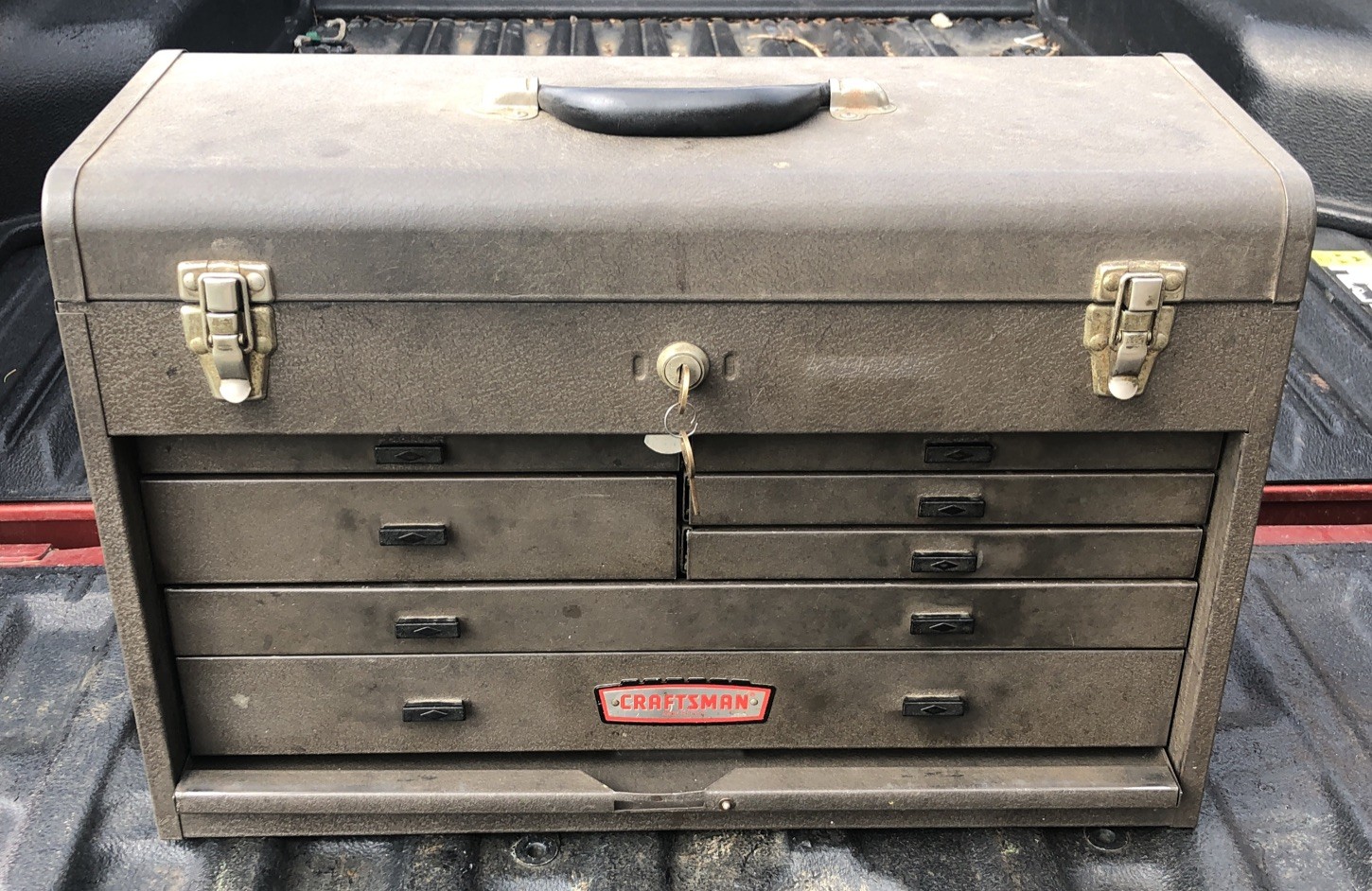 VINTAGE CRAFTSMAN CROWN LOGO MACHINIST'S TOOL BOX WITH LOCK AND KEYS