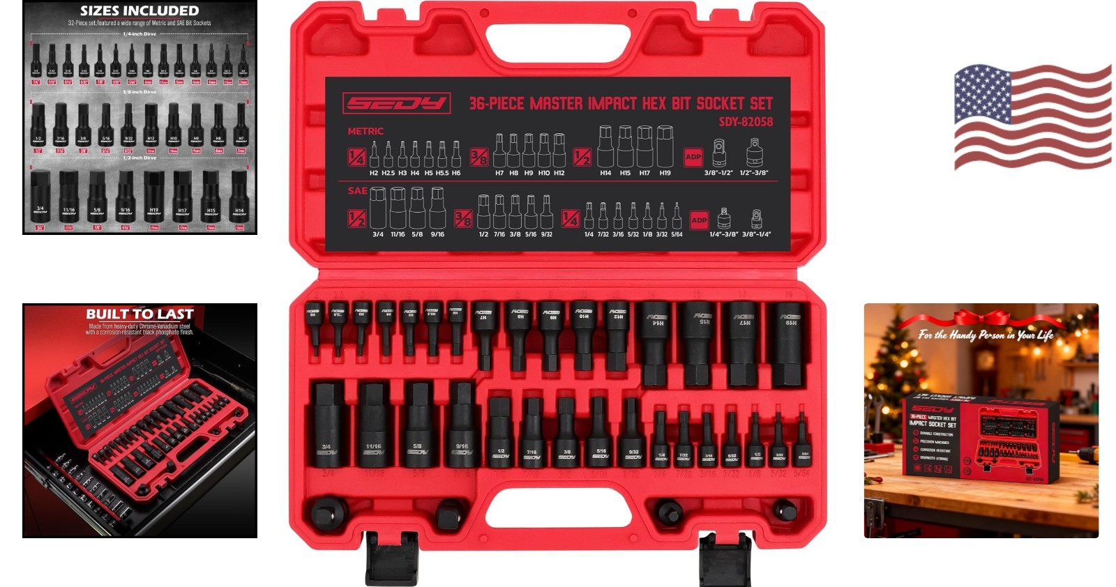 Durable 36-Piece Allen Impact Socket Set - Complete with Storage Case & Adapters