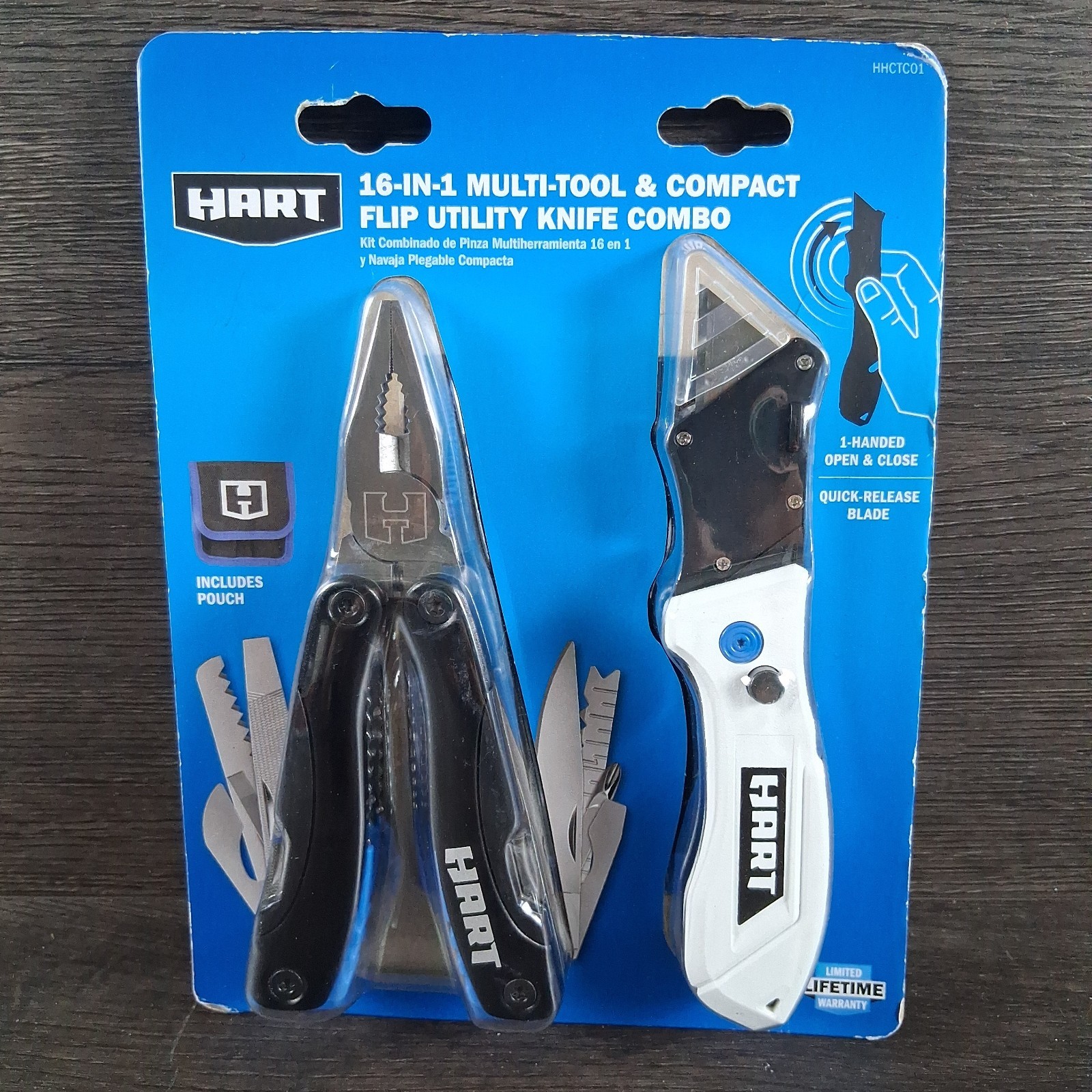 Hart 16-In-1 Multi-Tool & Compact Flip Utility Knife Combo Set With Pouch NEW